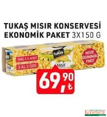TUKAŞ MISIR KONSERVESİ 3X150 G fiyat ve kampanya bilgisi